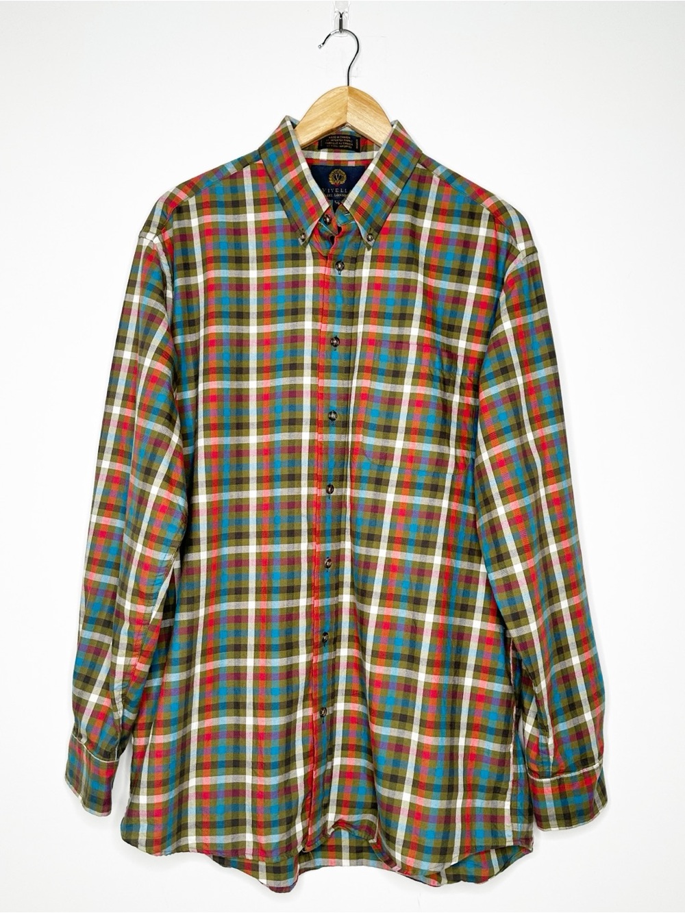Viyella Men’s Cotton Wool Blend Plaid Button Up Shirt Size Large L